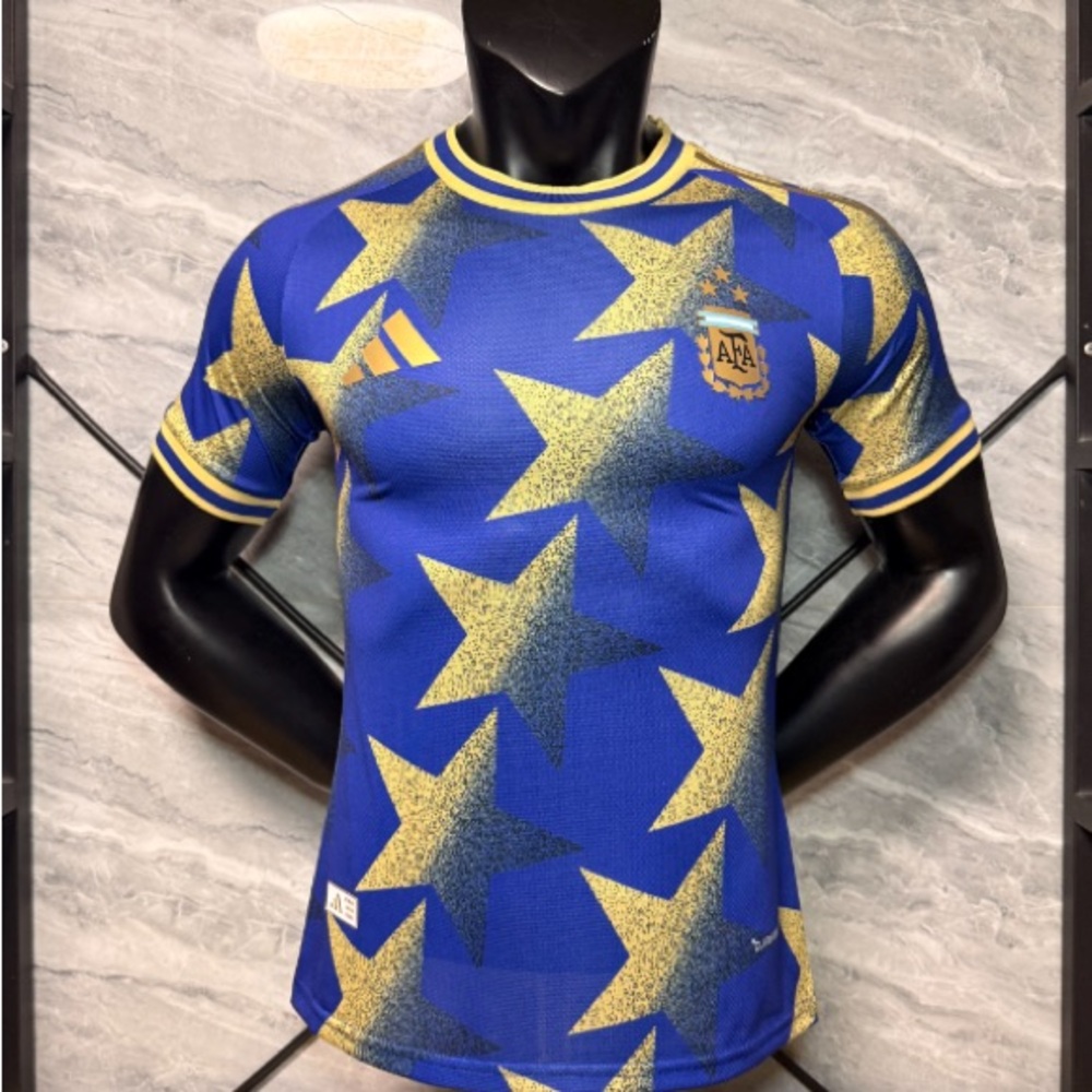 adidas Men’s Blue Jersey with Yellow Star Print